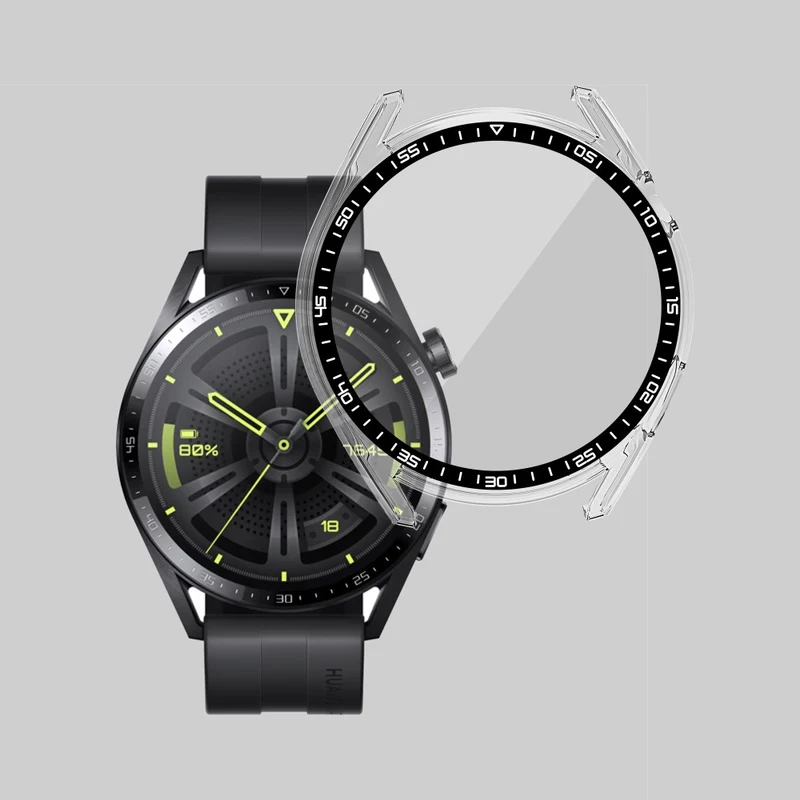 Schön Huawei Watch GT 3 (46mm) Hülle mit Displayschutz in Plastik und Gehärtetes Glas