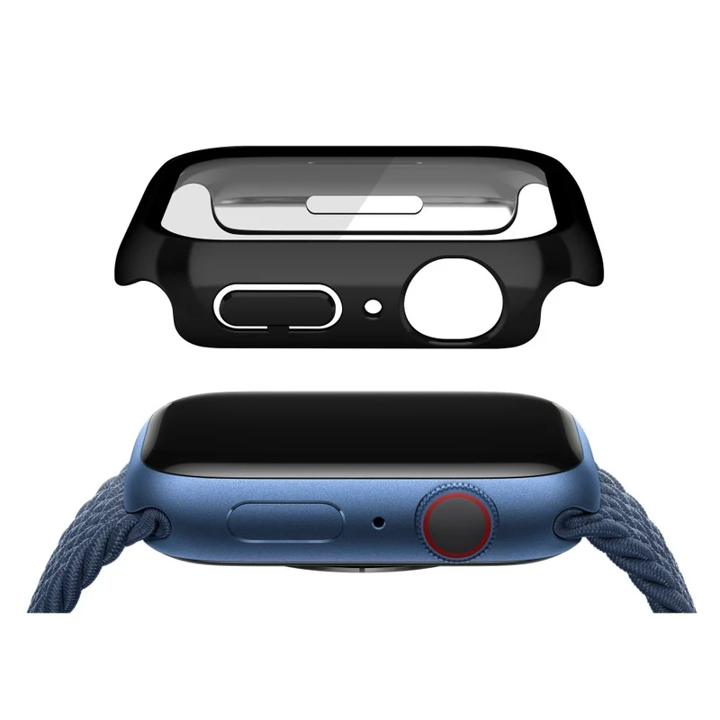 Super Modisch Apple Watch Series 7 41mm Hülle mit Displayschutz in Plastik und Gehärtetes Glas