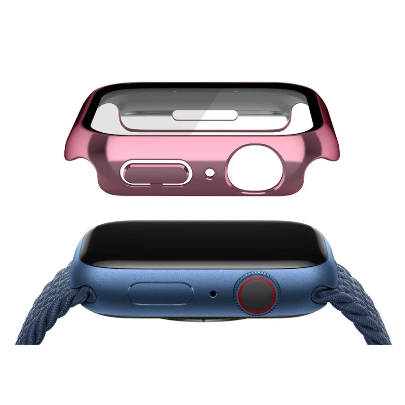 Super Modisch Apple Watch Series 7 41mm Hülle mit Displayschutz in Plastik und Gehärtetes Glas