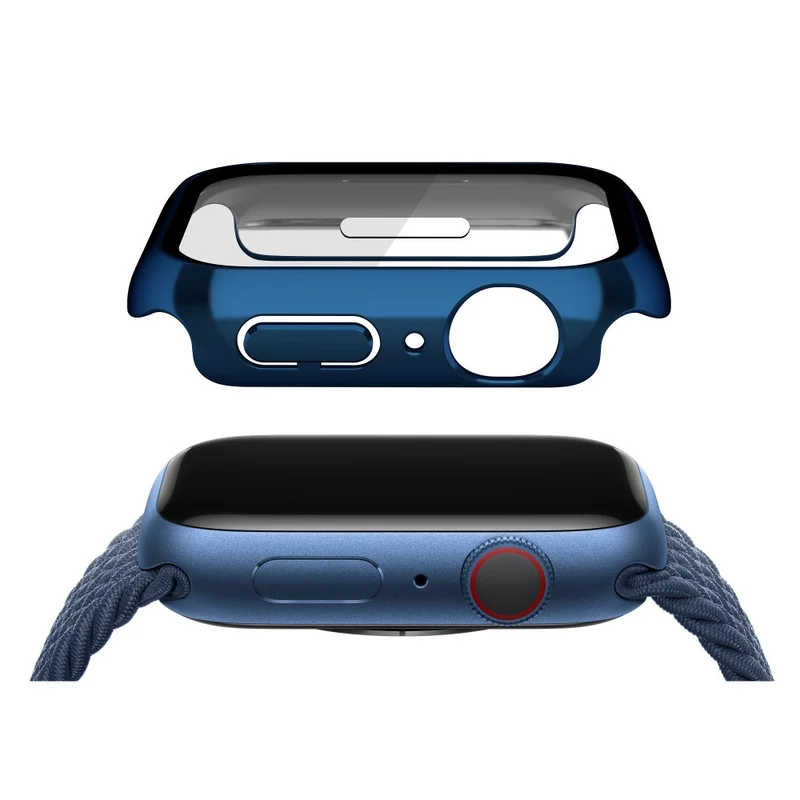 Super Modisch Apple Watch Series 7 41mm Hülle mit Displayschutz in Plastik und Gehärtetes Glas