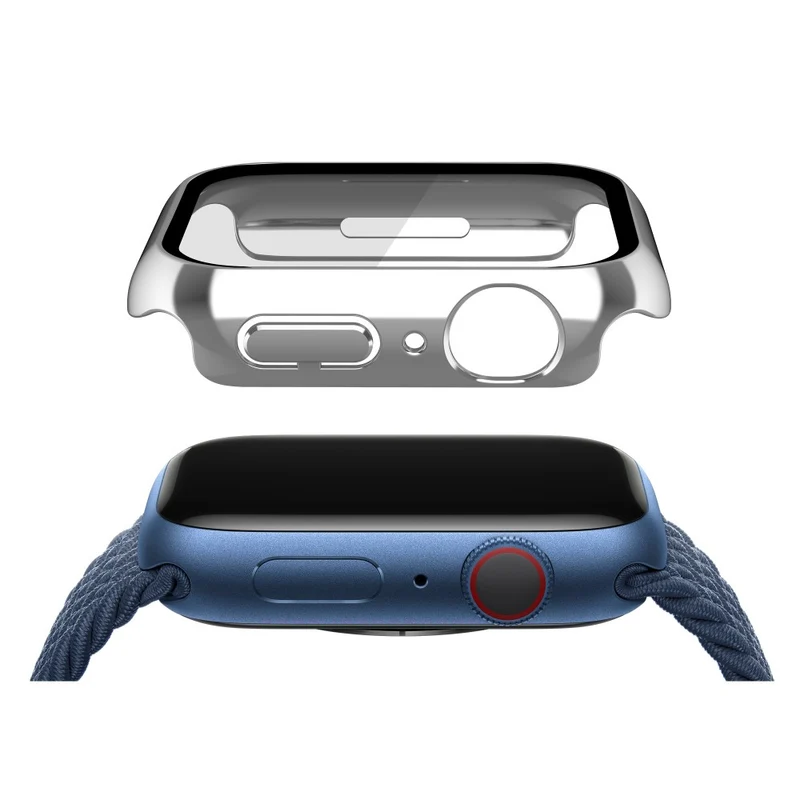 Unglaublich Schön Apple Watch Series 7 45mm Hülle mit Displayschutz in Plastik und Gehärtetes Glas