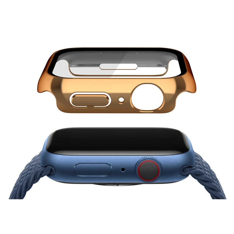 Unglaublich Schön Apple Watch Series 7 45mm Hülle mit Displayschutz in Plastik und Gehärtetes Glas