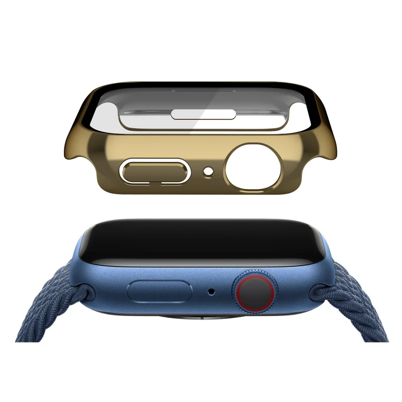 Unglaublich Schön Apple Watch Series 7 45mm Hülle mit Displayschutz in Plastik und Gehärtetes Glas