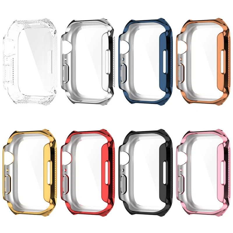 Unglaublich Stylisch Apple Watch Series 7 41mm Hülle mit Displayschutz in Strass und Gehärtetes Glas