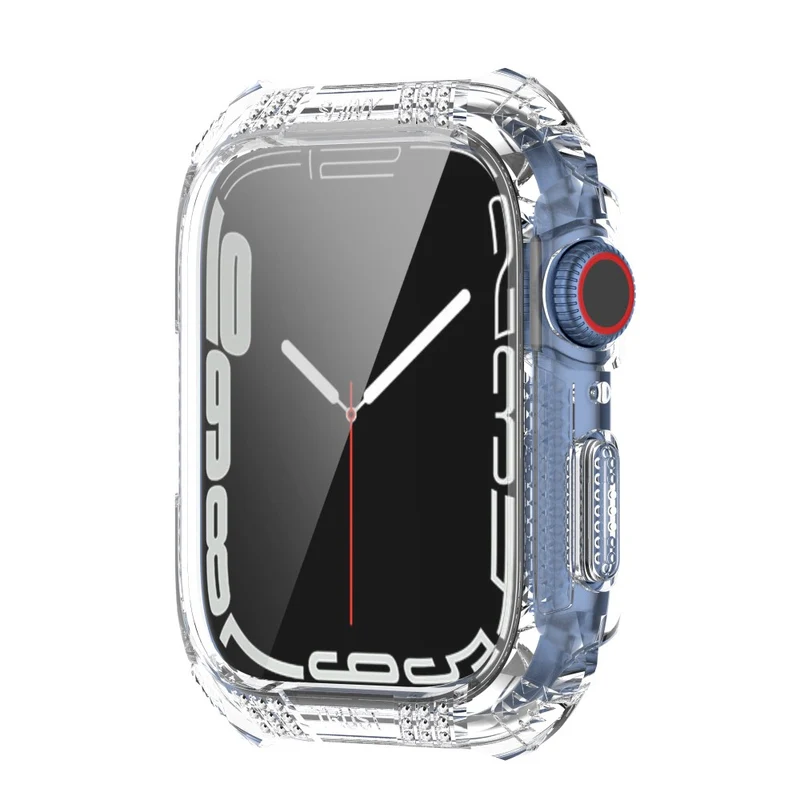 Unglaublich Stylisch Apple Watch Series 7 41mm Hülle mit Displayschutz in Strass und Gehärtetes Glas