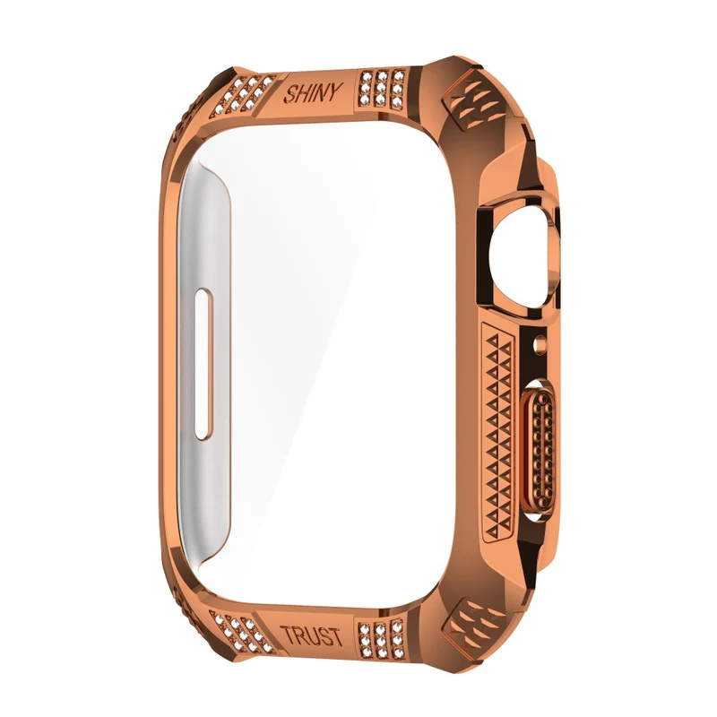 Unglaublich Stylisch Apple Watch Series 7 41mm Hülle mit Displayschutz in Strass und Gehärtetes Glas