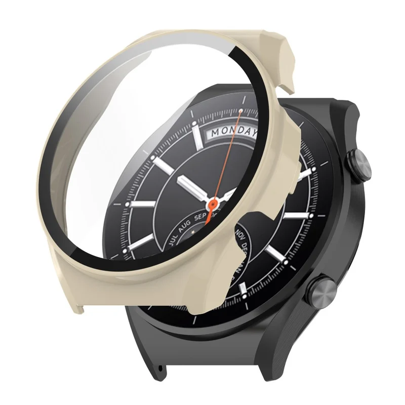 Supersauber Xiaomi Watch S1 Hülle mit Displayschutz in Plastik und Gehärtetes Glas