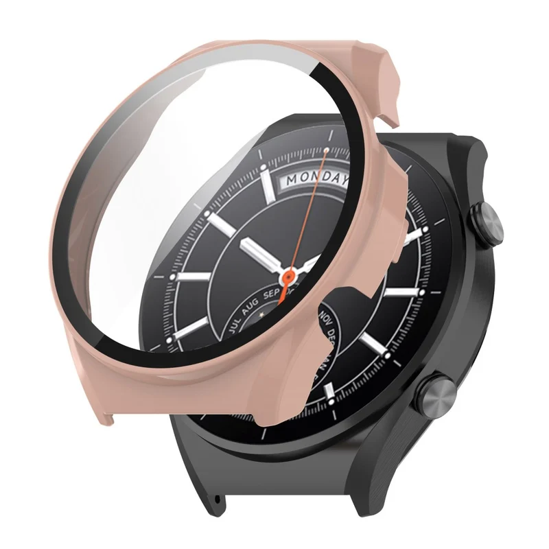 Supersauber Xiaomi Watch S1 Hülle mit Displayschutz in Plastik und Gehärtetes Glas