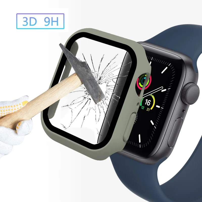 Absolut Modisch Apple Watch Series 7 41mm Hülle mit Displayschutz in Plastik und Gehärtetes Glas