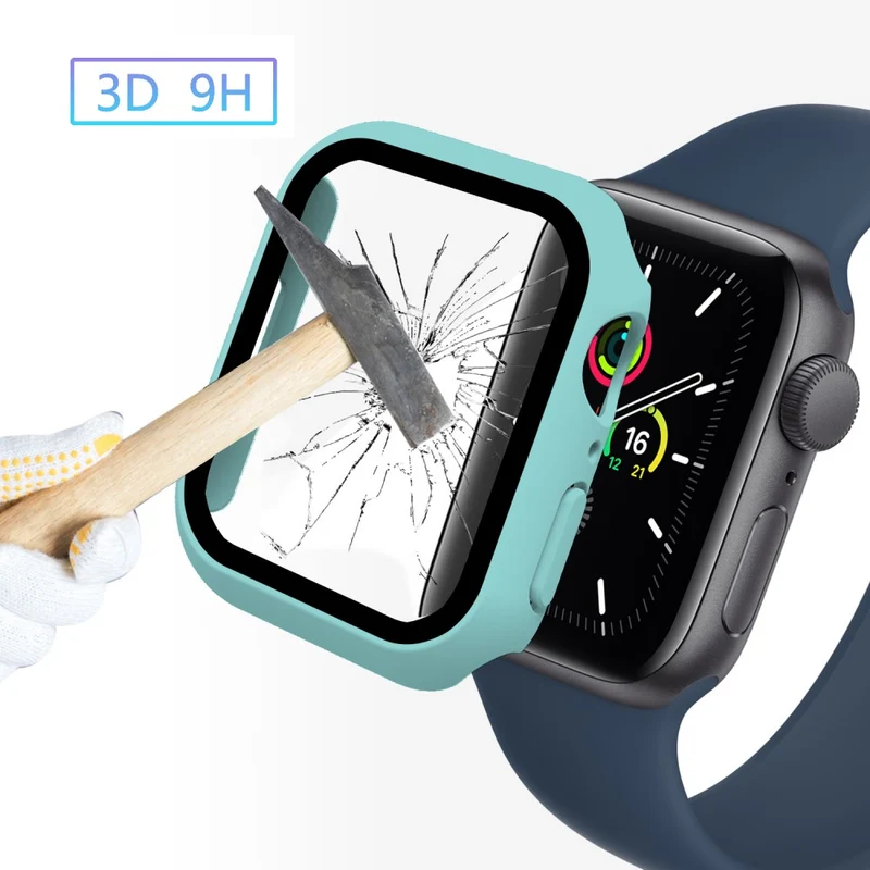 Super Schön Apple Watch Series 7 45mm Hülle mit Displayschutz in Plastik und Gehärtetes Glas