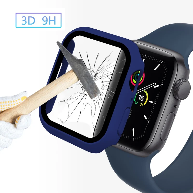 Super Schön Apple Watch Series 7 45mm Hülle mit Displayschutz in Plastik und Gehärtetes Glas