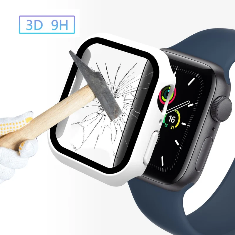 Super Schön Apple Watch Series 7 45mm Hülle mit Displayschutz in Plastik und Gehärtetes Glas