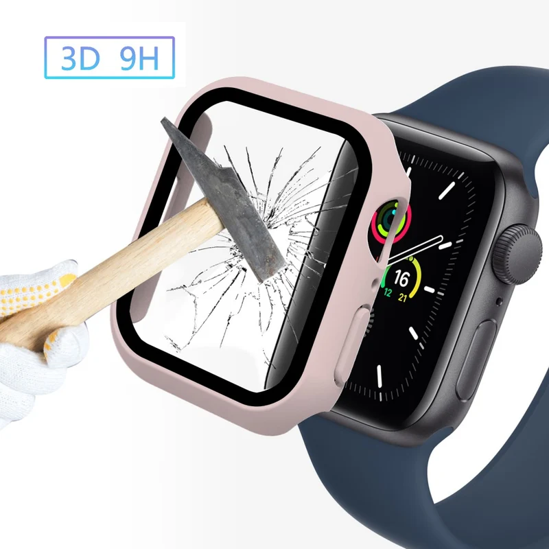 Super Schön Apple Watch Series 7 45mm Hülle mit Displayschutz in Plastik und Gehärtetes Glas