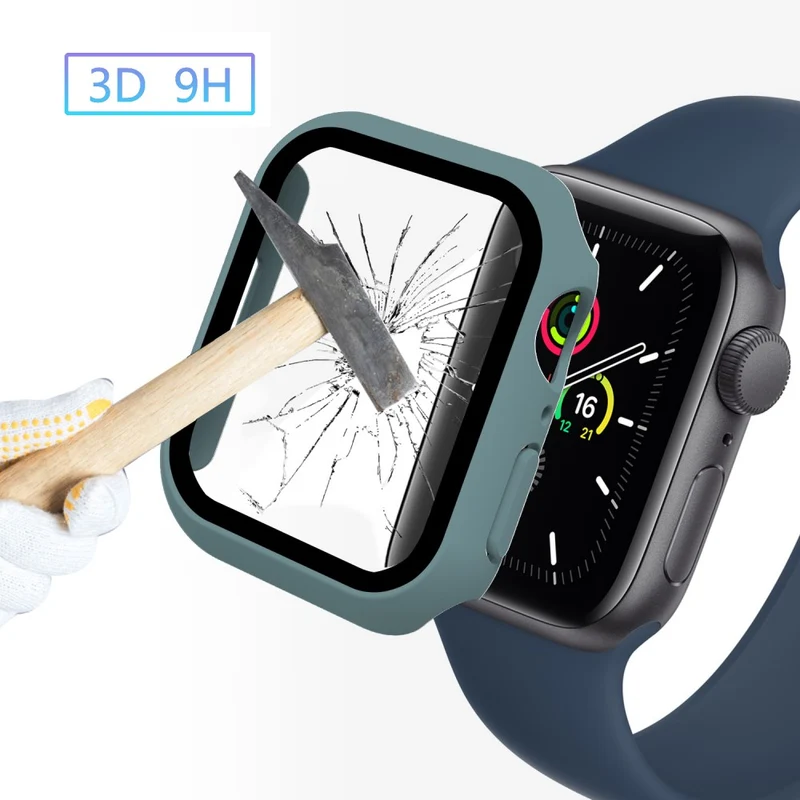 Super Schön Apple Watch Series 7 45mm Hülle mit Displayschutz in Plastik und Gehärtetes Glas