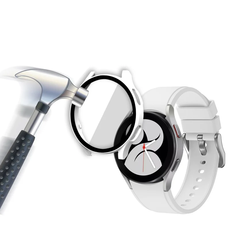 Auffallend Stilvoll Samsung Galaxy Watch 4 (44mm) Hülle mit Displayschutz in Plastik und Gehärtetes Glas
