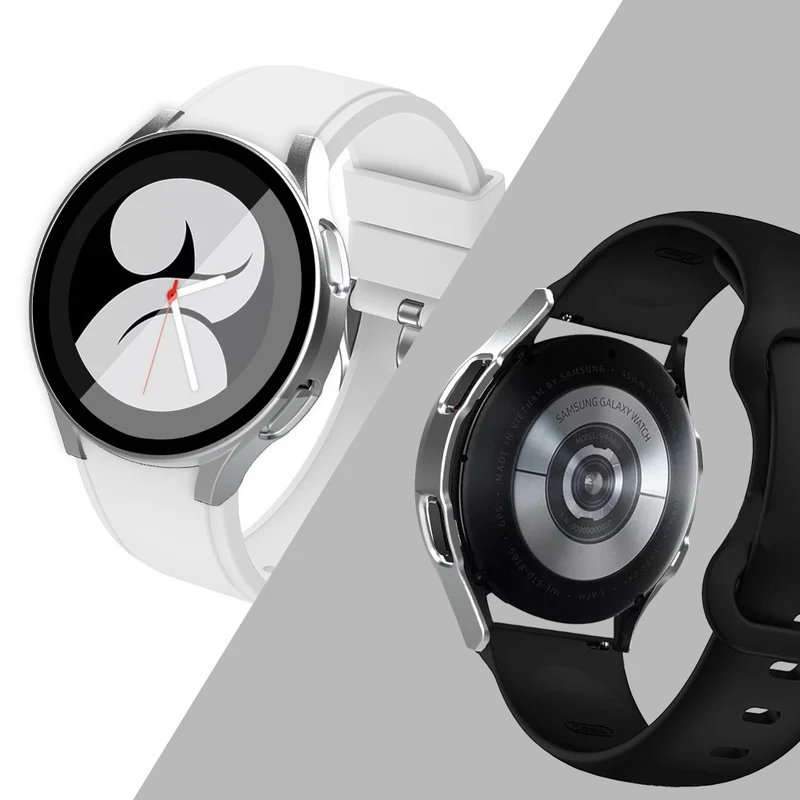 Auffallend Stilvoll Samsung Galaxy Watch 4 (44mm) Hülle mit Displayschutz in Plastik und Gehärtetes Glas