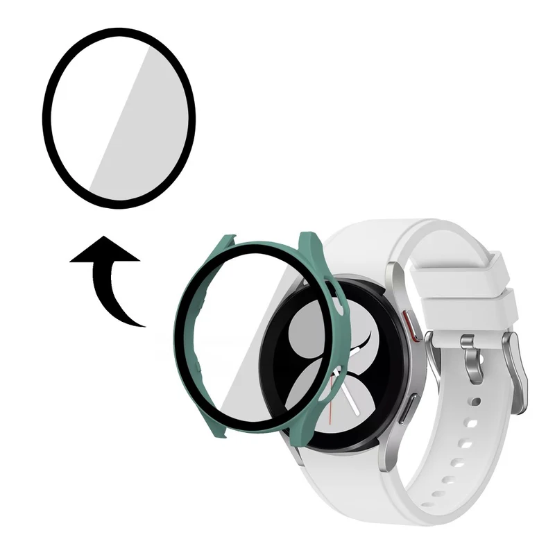 Auffallend Stilvoll Samsung Galaxy Watch 4 (44mm) Hülle mit Displayschutz in Plastik und Gehärtetes Glas