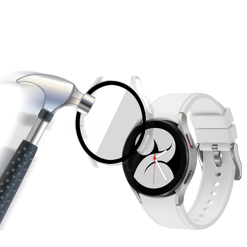 Auffallend Stilvoll Samsung Galaxy Watch 4 (44mm) Hülle mit Displayschutz in Plastik und Gehärtetes Glas