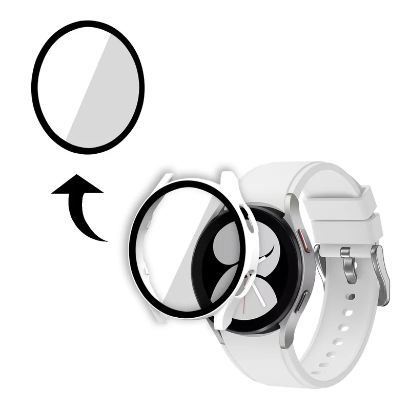 Absolut Gut Samsung Galaxy Watch 4 (40mm) Hülle mit Displayschutz in Plastik und Gehärtetes Glas