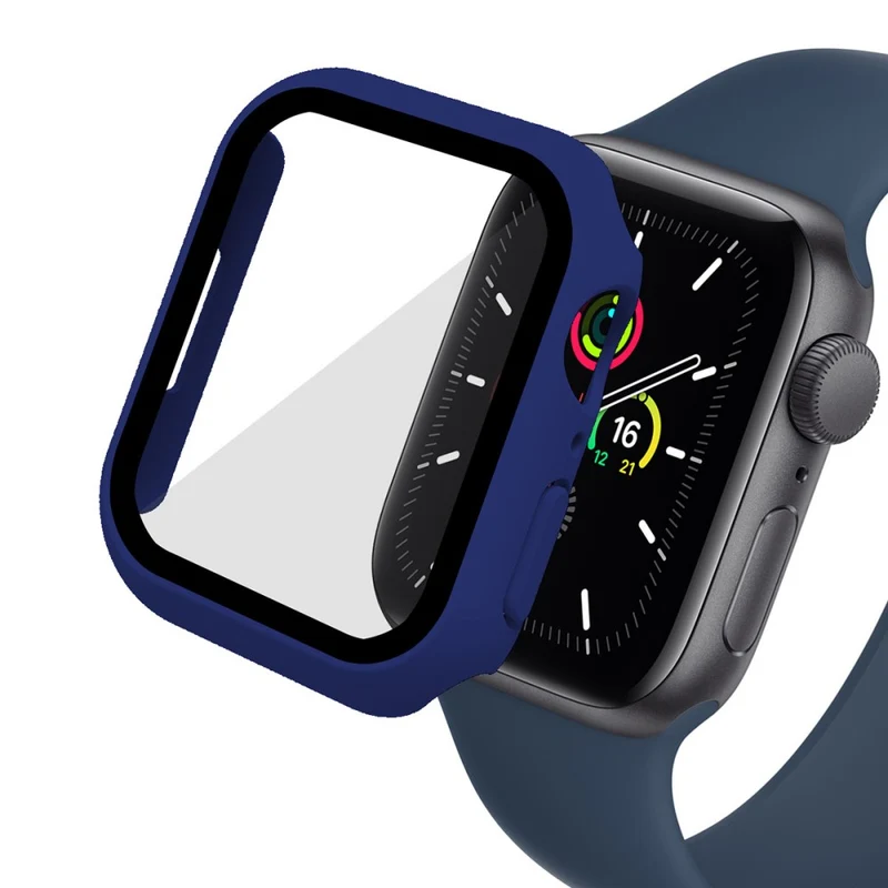 Stilvoll Apple Watch Series 7 41mm Hülle mit Displayschutz in Plastik und Gehärtetes Glas