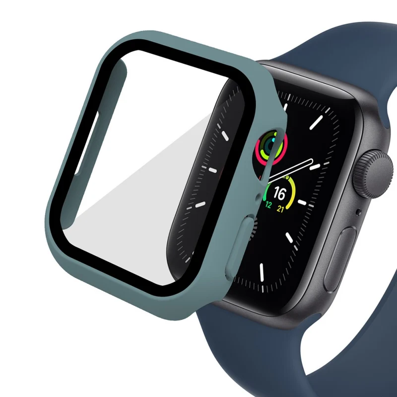Stilvoll Apple Watch Series 7 41mm Hülle mit Displayschutz in Plastik und Gehärtetes Glas