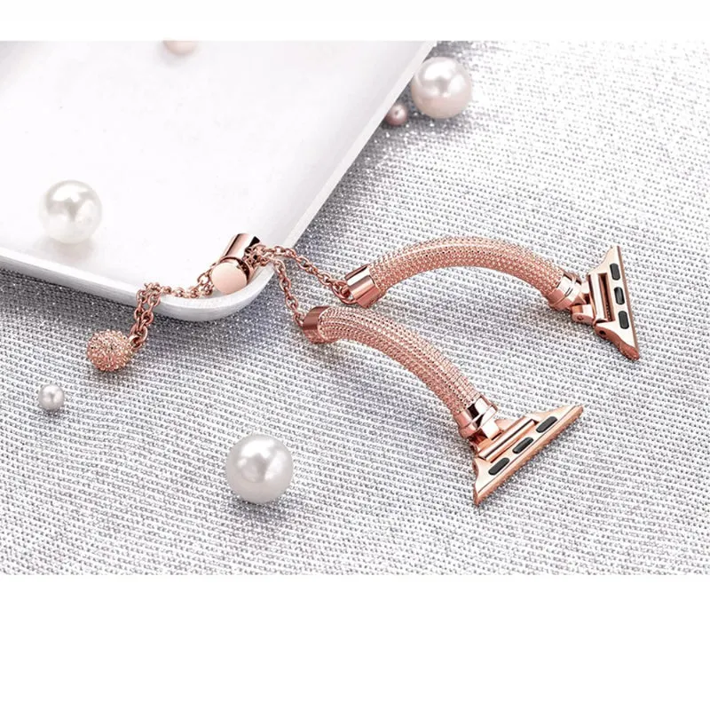 Bequem Apple Watch Series 7 45mm Metall und Strass armband