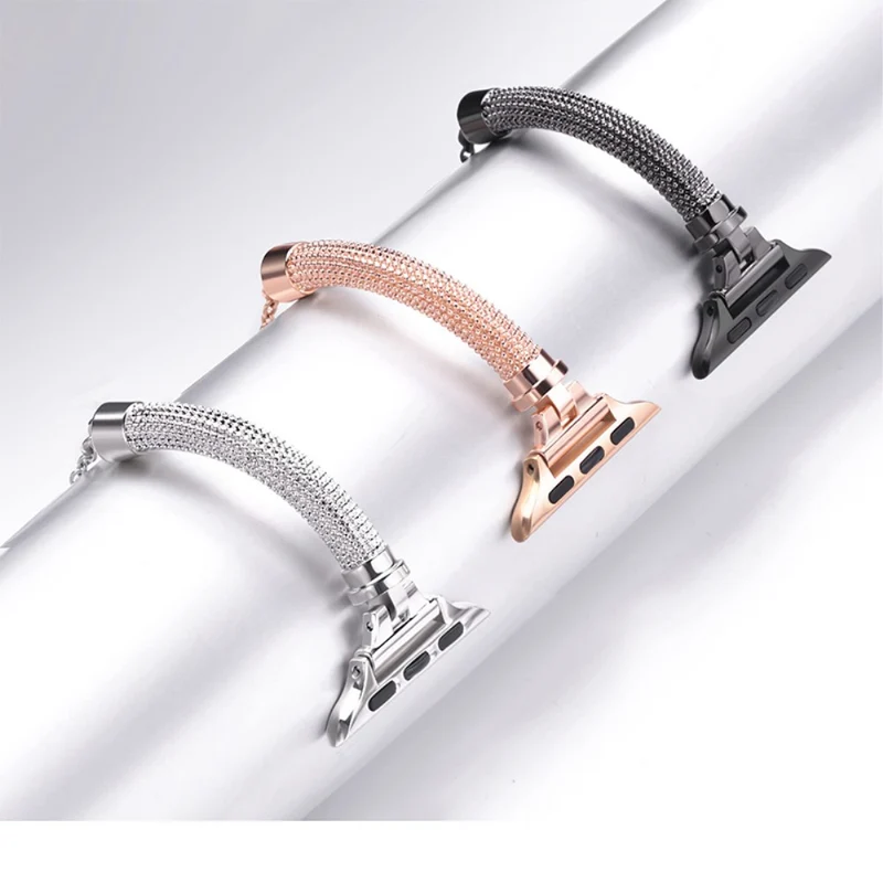 Bequem Apple Watch Series 7 45mm Metall und Strass armband