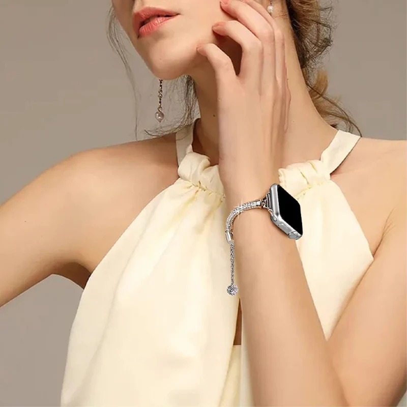 Zeitlos Apple Watch Series 7 45mm Metall und Strass armband