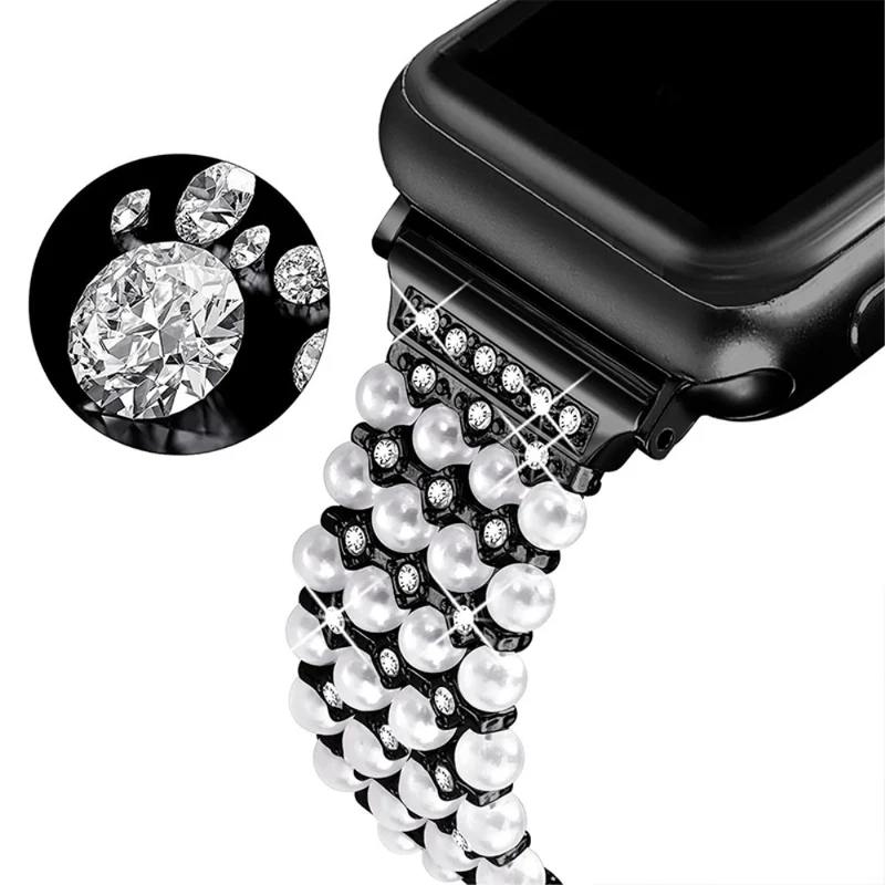 Reizend Apple Watch Series 7 45mm Metall und Strass armband