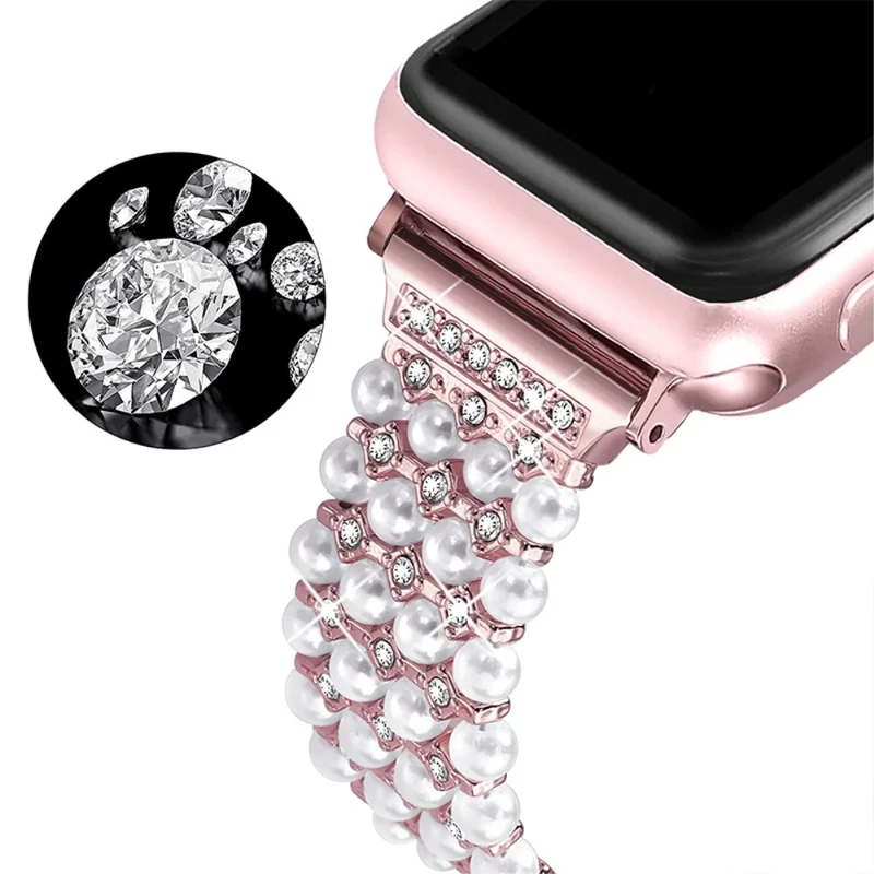 Reizend Apple Watch Series 7 45mm Metall und Strass armband