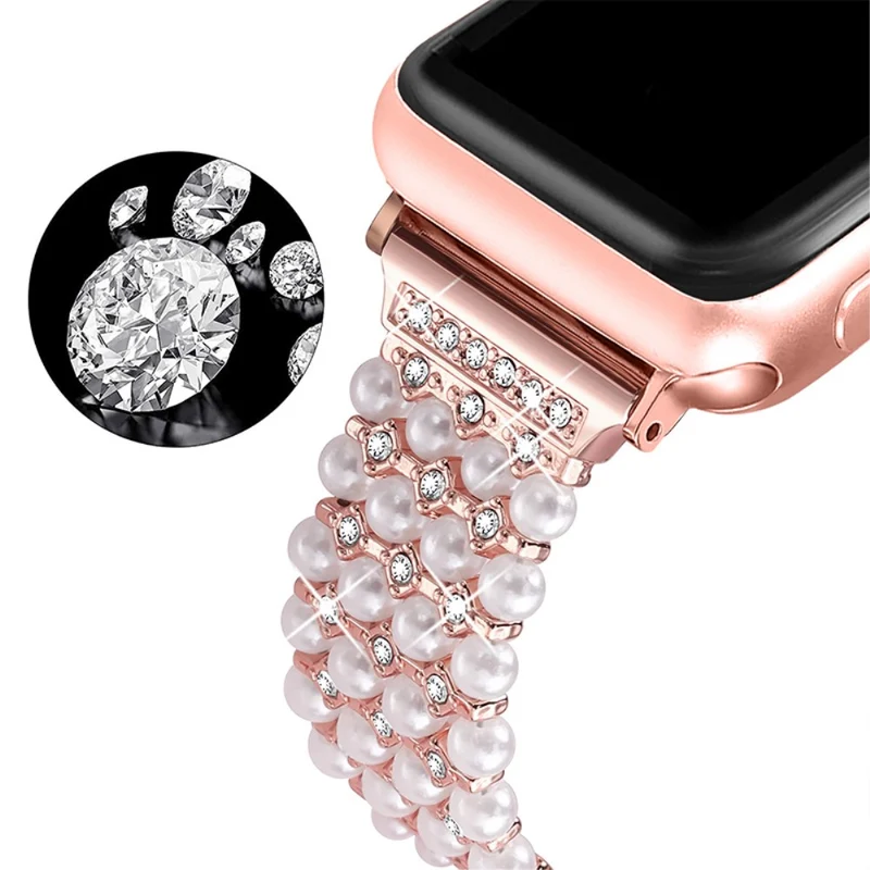 Reizend Apple Watch Series 7 45mm Metall und Strass armband