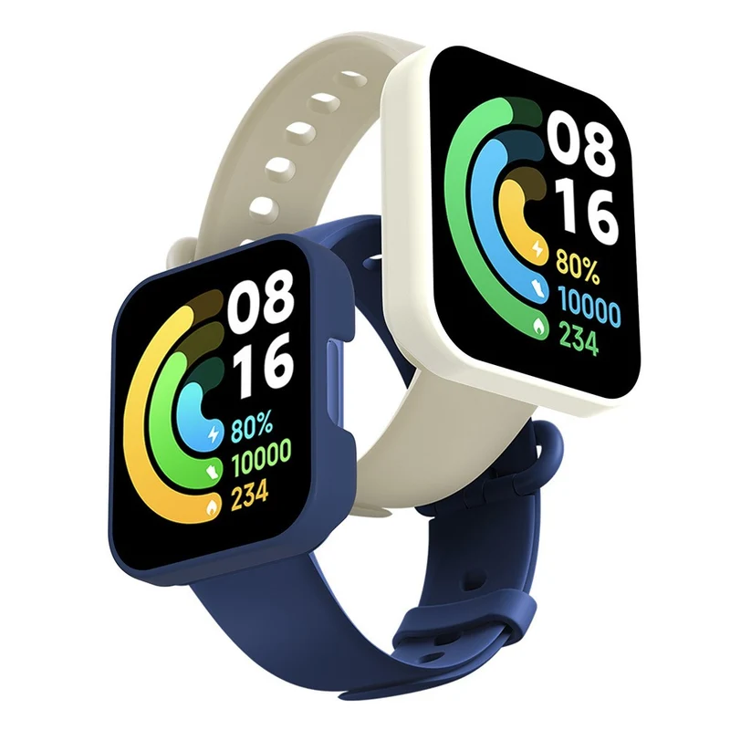 Super Stylisch Xiaomi Redmi Watch 2 Lite Hülle mit Displayschutz in Plastik und Gehärtetes Glas