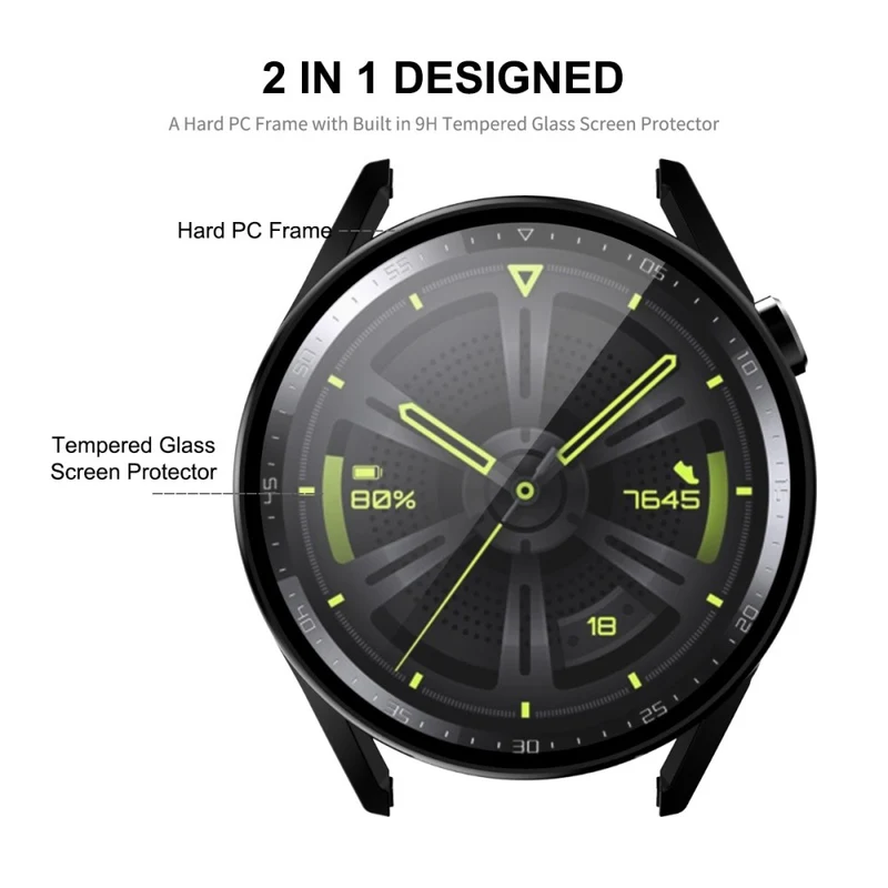 Mega Schön Huawei Watch GT 3 (46mm) Hülle mit Displayschutz in Plastik und Gehärtetes Glas