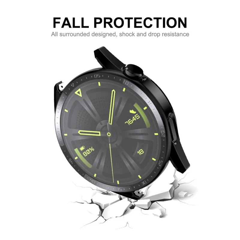 Stilvoll Huawei Watch GT 3 (46mm) Hülle mit Displayschutz in Plastik und Gehärtetes Glas