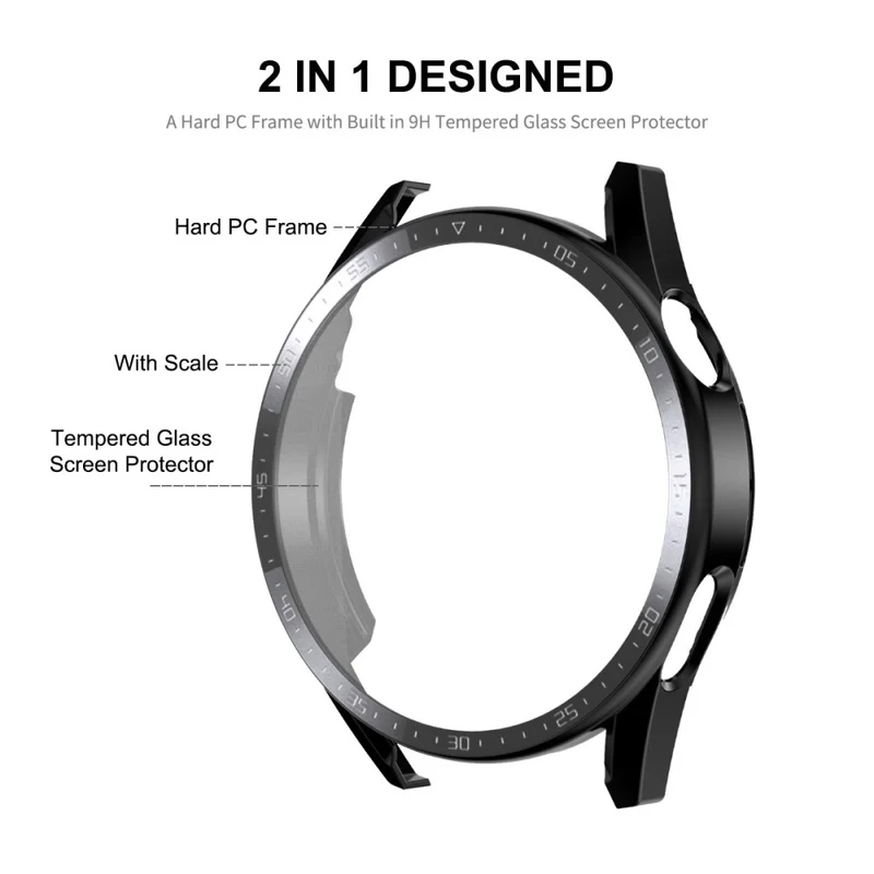 Stilvoll Huawei Watch GT 3 (46mm) Hülle mit Displayschutz in Plastik und Gehärtetes Glas