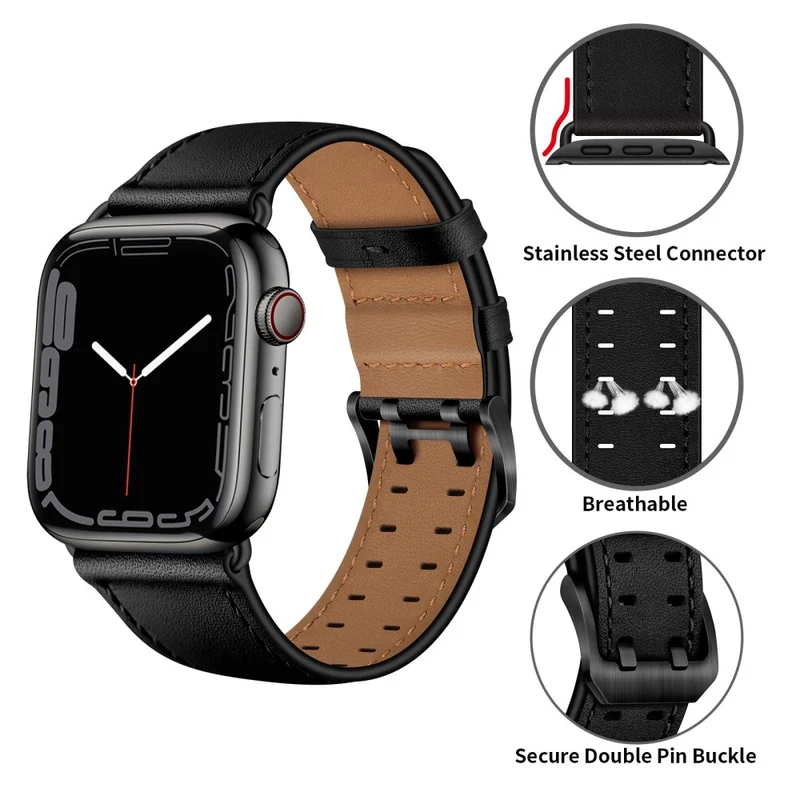 Zeitlos Apple Watch Series 7 45mm Echtes Leder armband