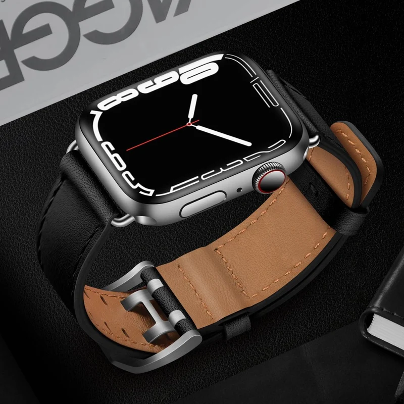 Zeitlos Apple Watch Series 7 45mm Echtes Leder armband