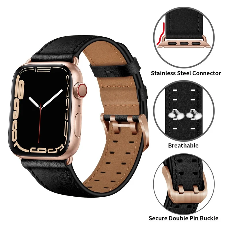Zeitlos Apple Watch Series 7 45mm Echtes Leder armband