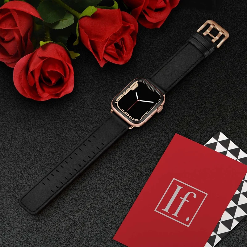 Zeitlos Apple Watch Series 7 45mm Echtes Leder armband