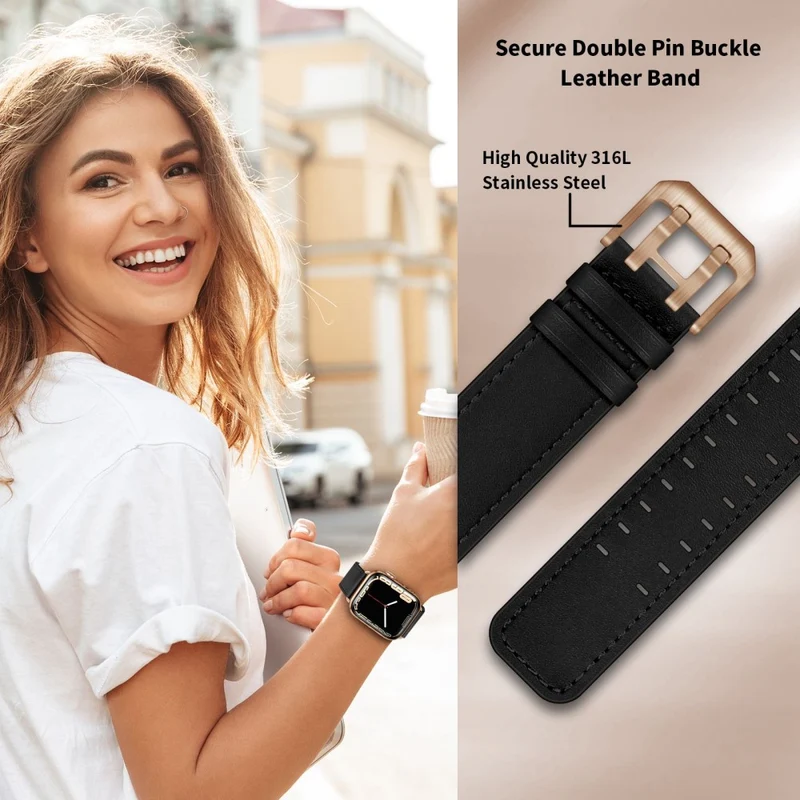Zeitlos Apple Watch Series 7 45mm Echtes Leder armband