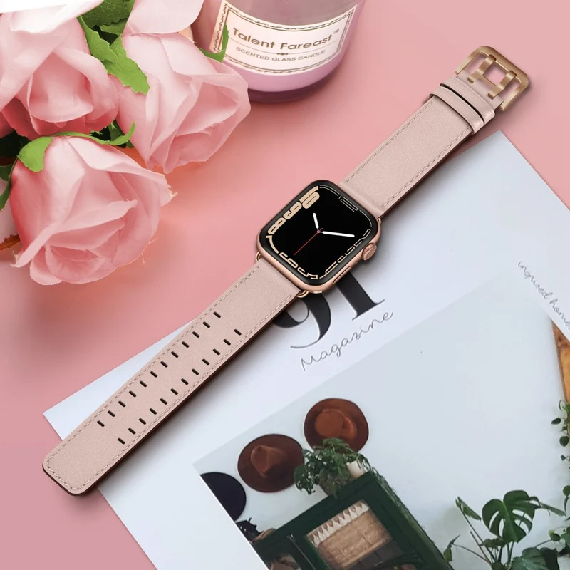 Zeitlos Apple Watch Series 7 45mm Echtes Leder armband