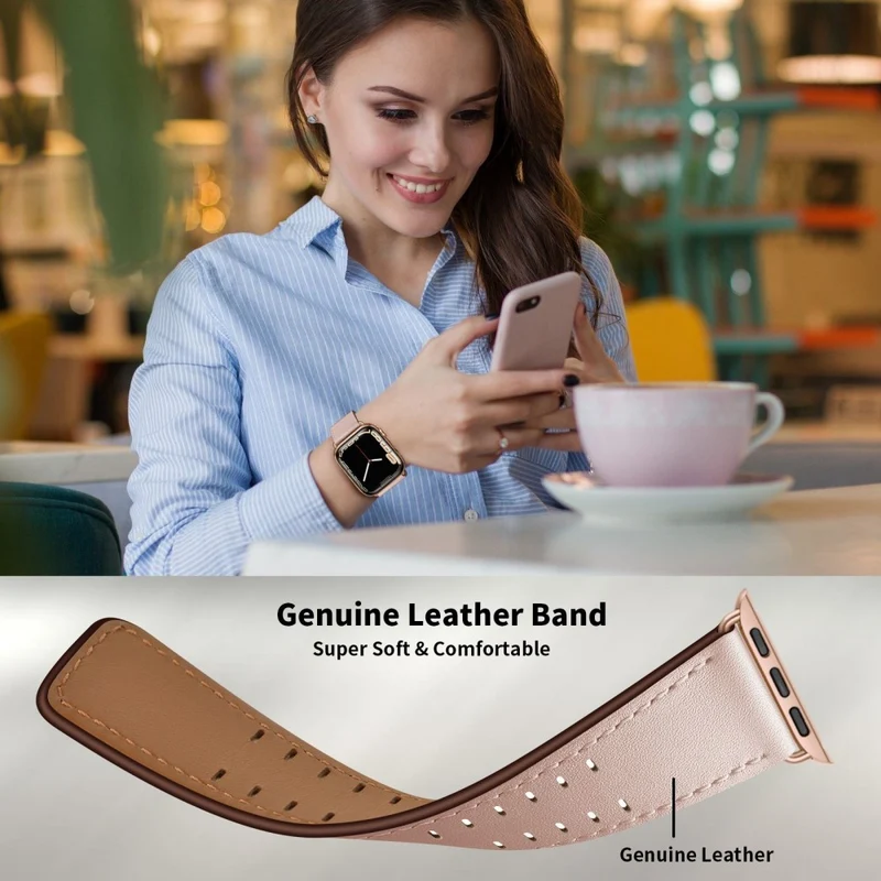 Zeitlos Apple Watch Series 7 45mm Echtes Leder armband
