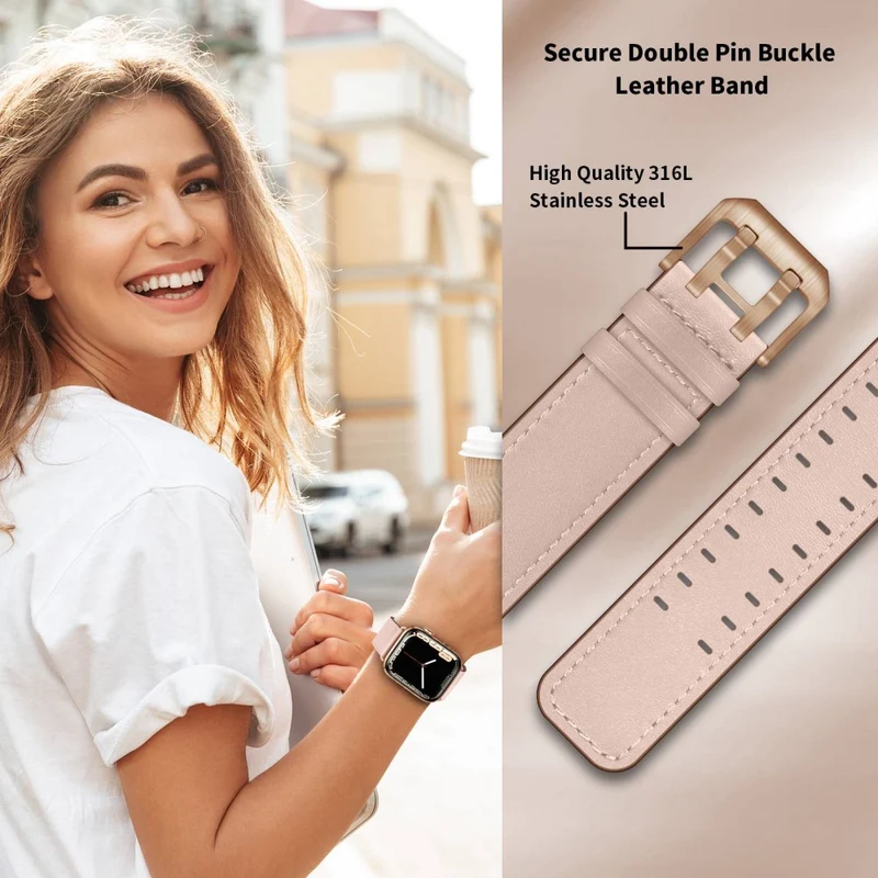 Zeitlos Apple Watch Series 7 45mm Echtes Leder armband