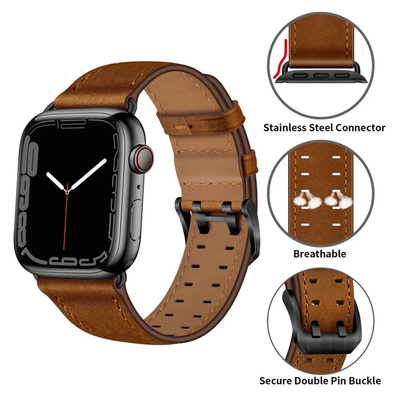 Zeitlos Apple Watch Series 7 45mm Echtes Leder armband