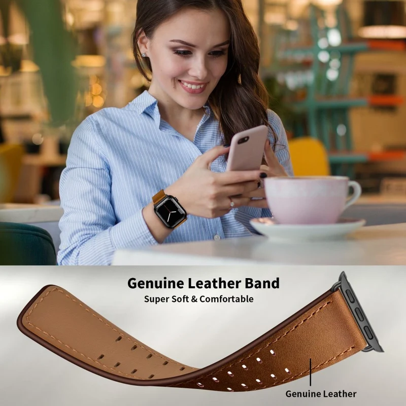 Zeitlos Apple Watch Series 7 45mm Echtes Leder armband