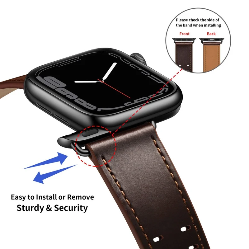 Zeitlos Apple Watch Series 7 45mm Echtes Leder armband