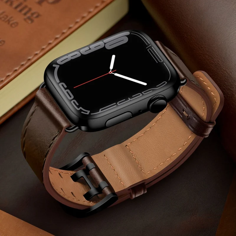 Zeitlos Apple Watch Series 7 45mm Echtes Leder armband