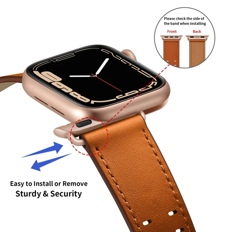 Zeitlos Apple Watch Series 7 45mm Echtes Leder armband