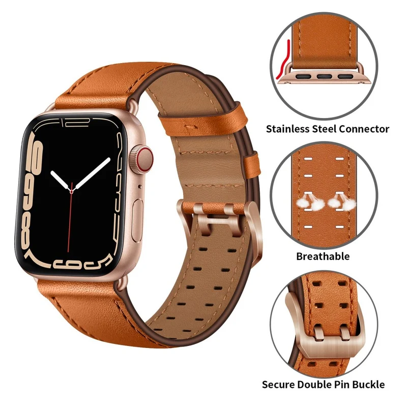 Zeitlos Apple Watch Series 7 45mm Echtes Leder armband