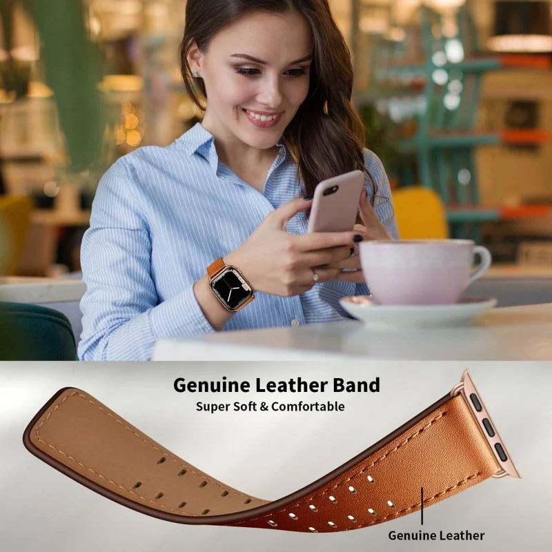 Zeitlos Apple Watch Series 7 45mm Echtes Leder armband